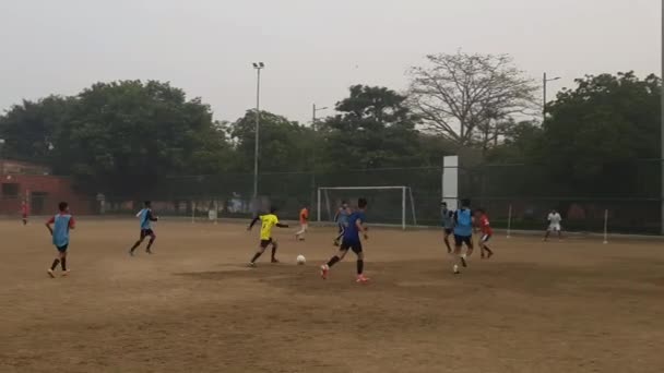 New Delhi India December 2021 Footballers Local Football Team Game — стоковое видео