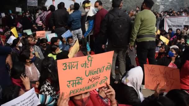 Nova Deli Índia Dezembro 2021 Delhi Contractual Guest Teachers Com — Vídeo de Stock