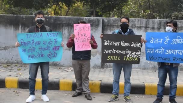 New Delhi Indie Grudnia 2021 Delhi Gość Kontraktowy Nauczyciele Plakatów — Wideo stockowe