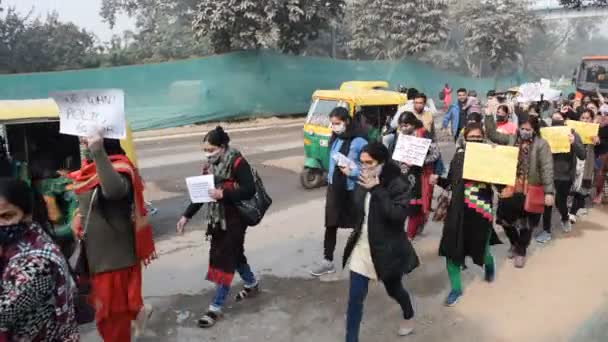 Yeni Delhi Hindistan Aralık 2021 Delhi Sözleşmeli Konuk Öğretmenler Delhi — Stok video