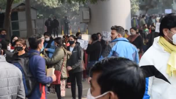 Nueva Delhi India Diciembre 2021 Delhi Profesores Invitados Contractuales Con — Vídeo de stock