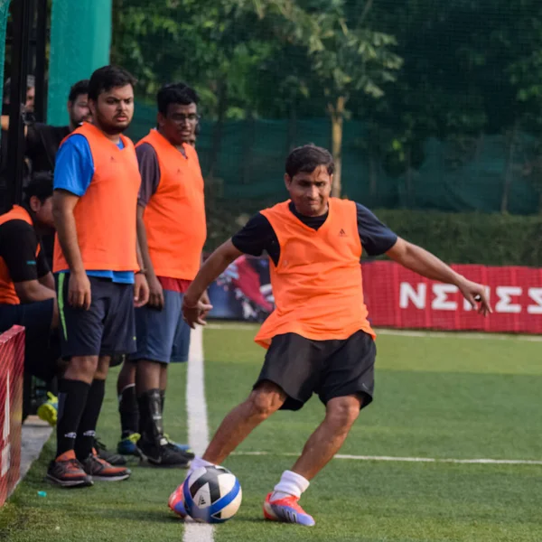 New Delhi India July 2018 Ποδοσφαιριστές Της Τοπικής Ομάδας Ποδοσφαίρου — Φωτογραφία Αρχείου