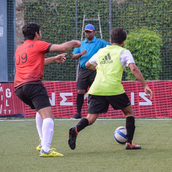 New Delhi Indie Lipca 2018 Piłkarze Miejscowej Drużyny Piłkarskiej Podczas — Zdjęcie stockowe