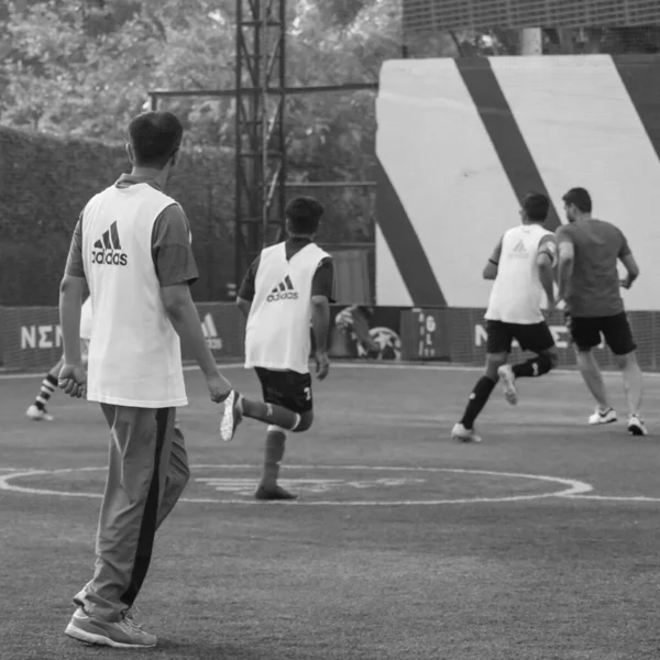 New Delhi Indie Lipca 2018 Piłkarze Lokalnej Drużyny Piłkarskiej Podczas — Zdjęcie stockowe
