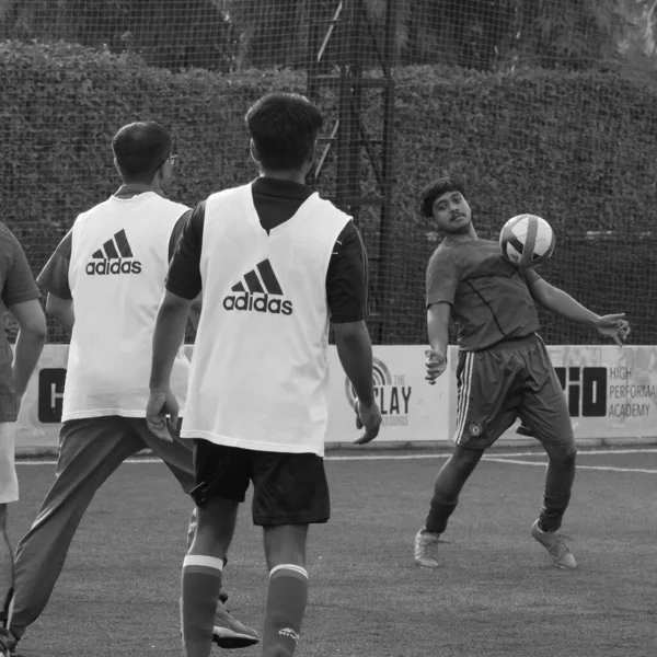 New Delhi Indie Lipca 2018 Piłkarze Lokalnej Drużyny Piłkarskiej Podczas — Zdjęcie stockowe