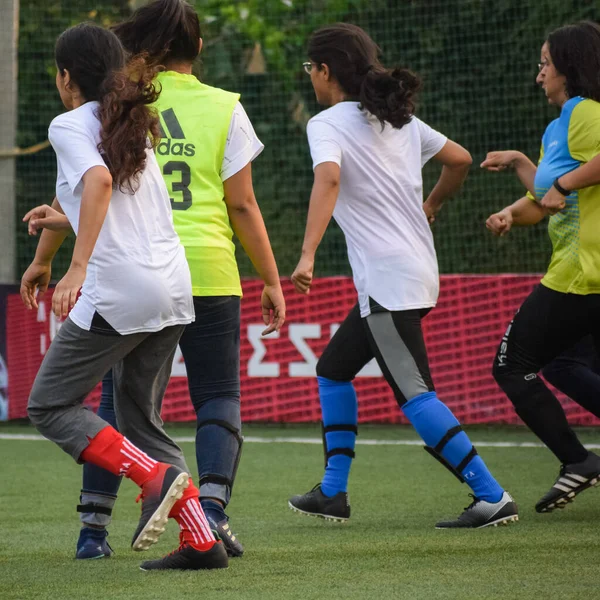 New Delhi India July 2018 Γυναίκες Ποδοσφαιριστές Της Τοπικής Ομάδας — Φωτογραφία Αρχείου
