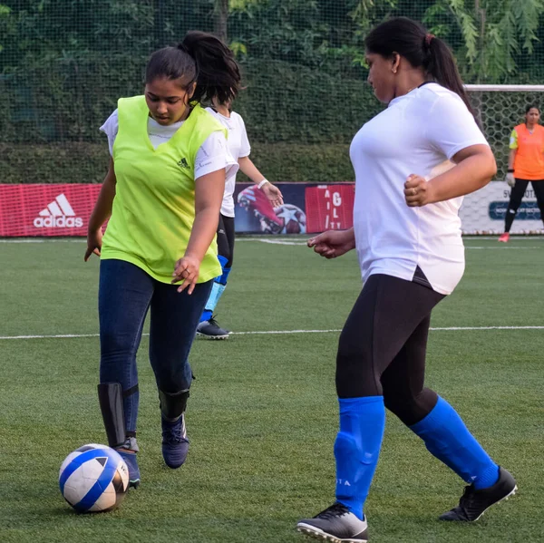 New Delhi India July 2018 Γυναίκες Ποδοσφαιριστές Της Τοπικής Ομάδας — Φωτογραφία Αρχείου