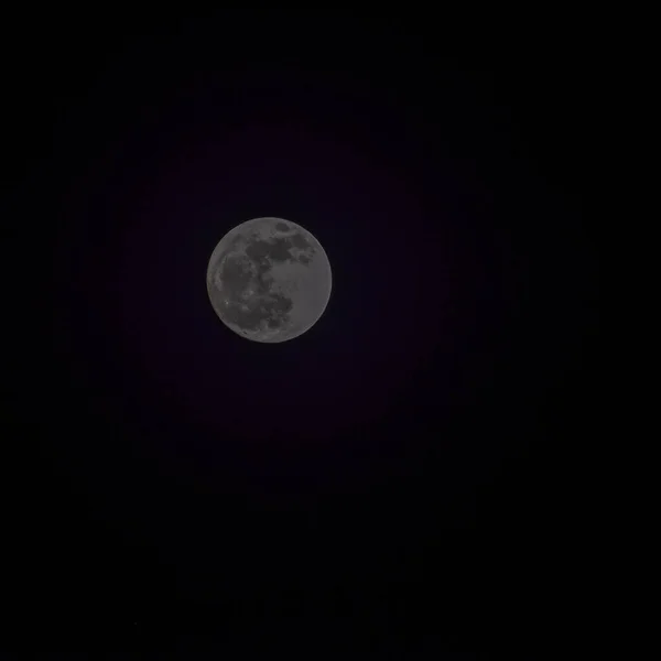 Lua Cheia Céu Escuro Durante Noite Grande Super Lua Céu — Fotografia de Stock