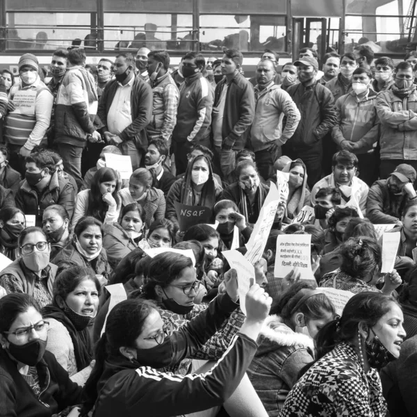 Delhi Índia Dezembro 2021 Professores Convidados Contratuais Delhi Com Cartazes — Fotografia de Stock