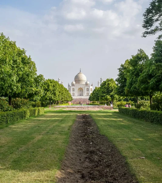 Taj Mahal Jeden Cudów Świata Widok Strony Ogrodu Mehtab Bagh — Zdjęcie stockowe