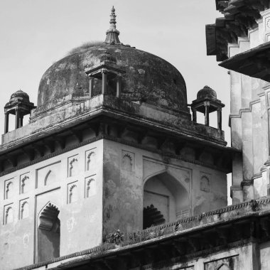 Orchha, Madhya Pradesh, Hindistan, Orchha kayıp şehir, Hint arkeolojik siteleri Siyah ve Beyaz