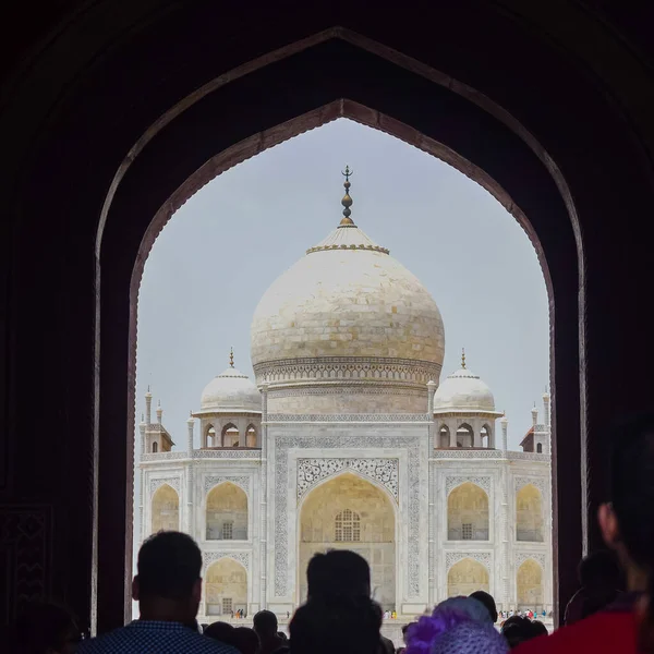 Taj Mahal Est Mausolée Marbre Blanc Ivoire Sur Rive Sud — Photo