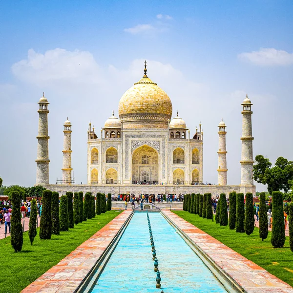Taj Mahal Ivory White Marble Mausoleum South Bank Yamuna River — Stock Photo, Image