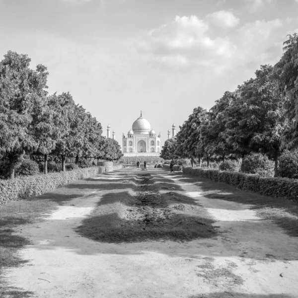 Taj Mahal Uma Das Maravilhas Visão Mundo Lado Jardim Mehtab — Fotografia de Stock