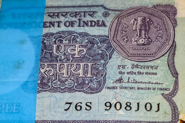 Alte Ein Rupien Scheine Auf Dem Tisch Indien Geld Auf — Stockfoto