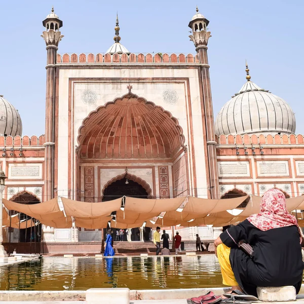 Espectacular Arquitectura Mezquita Del Gran Viernes Jama Masjid Delhi Durante — Foto de Stock