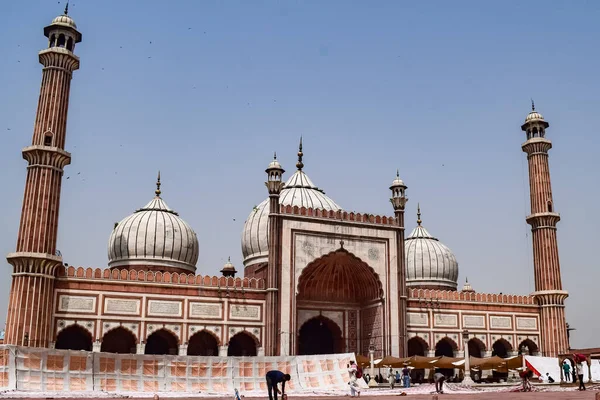 Espectacular Arquitectura Mezquita Del Gran Viernes Jama Masjid Delhi Durante —  Fotos de Stock