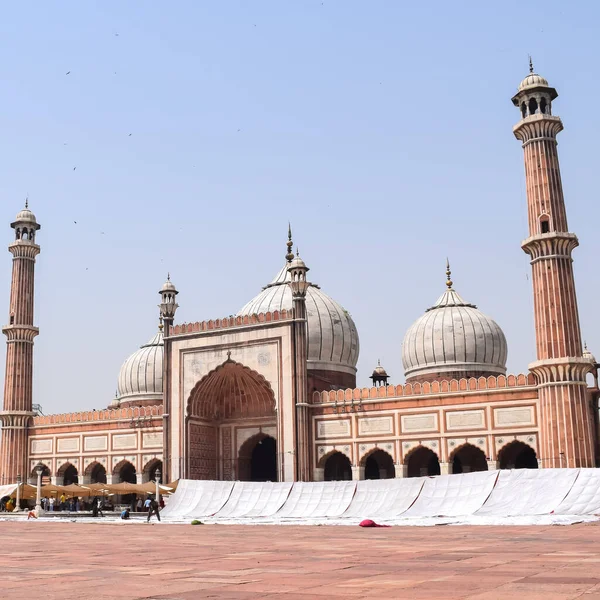 Arquitetura Espetacular Grande Mesquita Sexta Feira Jama Masjid Delhi Durante — Fotografia de Stock