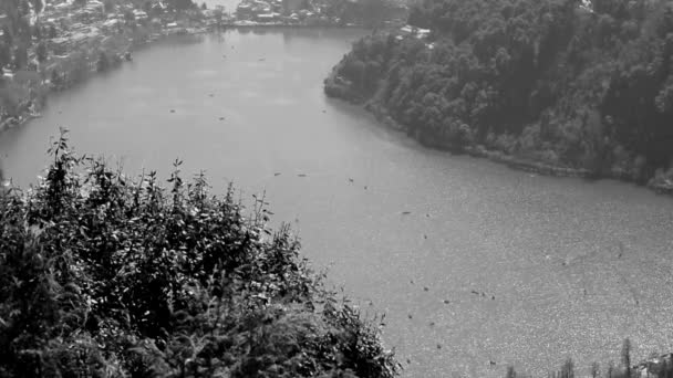 Vista Completa Lago Naini Durante Noite Perto Mall Road Nainital — Vídeo de Stock