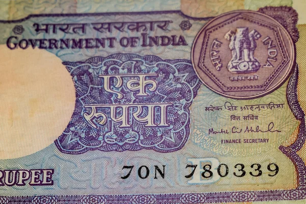 Alte Ein Rupien Scheine Auf Dem Tisch Indien Geld Auf — Stockfoto