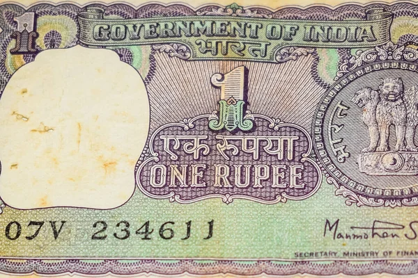 Staré Rupee Bankovky Kombinované Stole Indické Peníze Otočném Stole Staré — Stock fotografie
