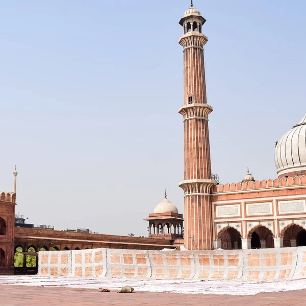 在印度最重要的清真寺拉姆赞季节 德里大星期五清真寺 Jama Masjid 的宏伟建筑 印度德里老城6的Jama Masjid清真寺 — 图库照片