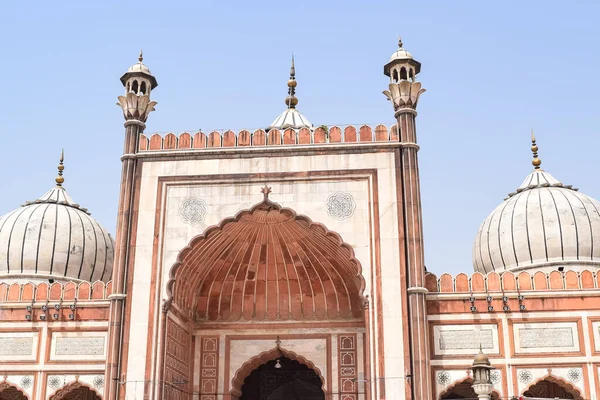 Die Spektakuläre Architektur Der Großen Freitagsmoschee Jama Masjid Delhi Während — Stockfoto