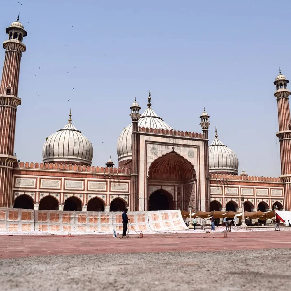 Die Spektakuläre Architektur Der Großen Freitagsmoschee Jama Masjid Delhi Während — Stockfoto