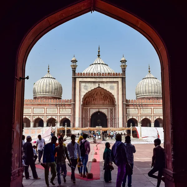 Delhi India Abril 2022 Turistas Indios Identificados Visitando Jama Masjid —  Fotos de Stock