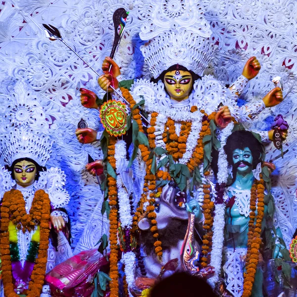 Θεά Durga Παραδοσιακή Ματιά Κοντινή Θέα Ένα Νότιο Kolkata Durga — Φωτογραφία Αρχείου