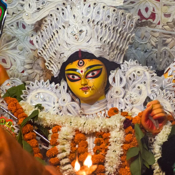 Tanrıça Durga Hindistan Büyük Hindu Navratri Festivali Olan Güney Kolkata — Stok fotoğraf