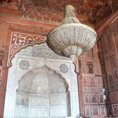 Jama Mescidi Camii 'nin mimari detayları, Eski Delhi, Hindistan, Büyük Cuma Camii' nin (Jama Mescid) muhteşem mimarisi, Hindistan 'ın en önemli camii olan Ramzan sezonu sırasında Delhi 6.