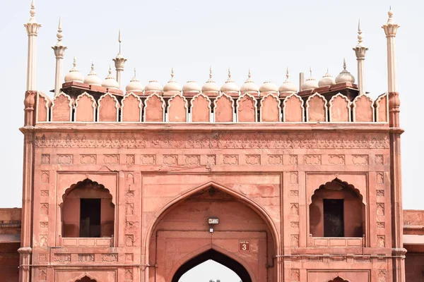 Αρχιτεκτονική Λεπτομέρεια Του Τζαμί Jama Masjid Παλιά Δελχί Ινδία Εντυπωσιακή — Φωτογραφία Αρχείου