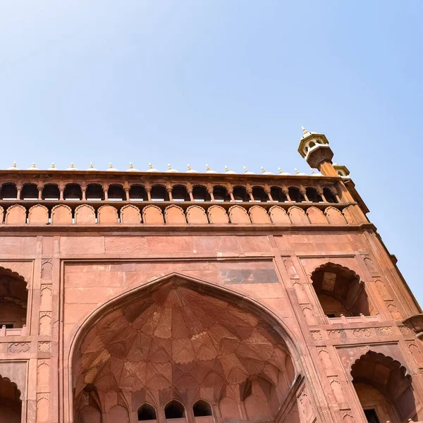 印度老德里贾马清真寺的建筑细节 在印度最重要的清真寺拉姆赞季节 德里大星期五清真寺 贾马清真寺 壮观的建筑 — 图库照片
