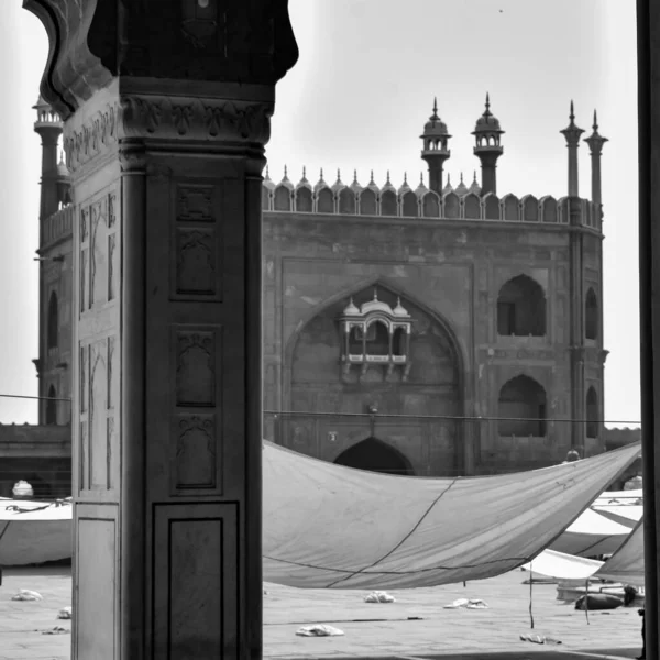 Jama Mescidi Camii Nin Mimari Detayları Eski Delhi Hindistan Büyük — Stok fotoğraf