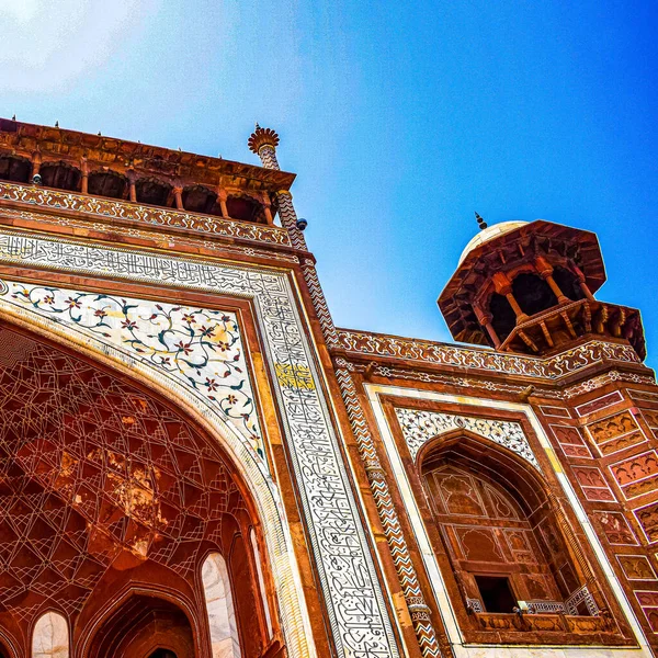 Architecture Taj Mahal Est Mausolée Marbre Blanc Ivoire Sur Rive — Photo