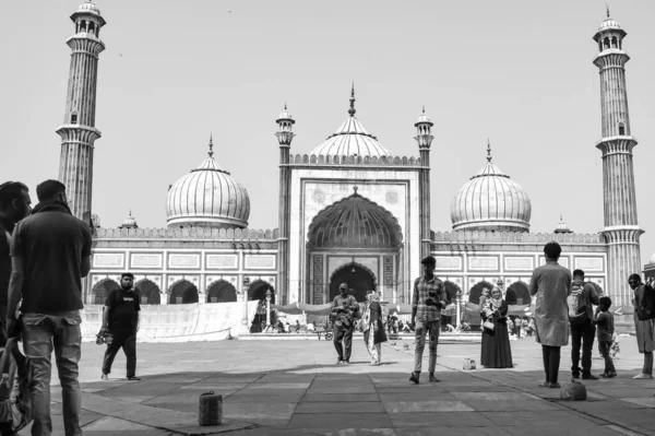 Delhi India April 2022 Unidentified Indian Tourists Visiting Jama Masjid — Stock Fotó