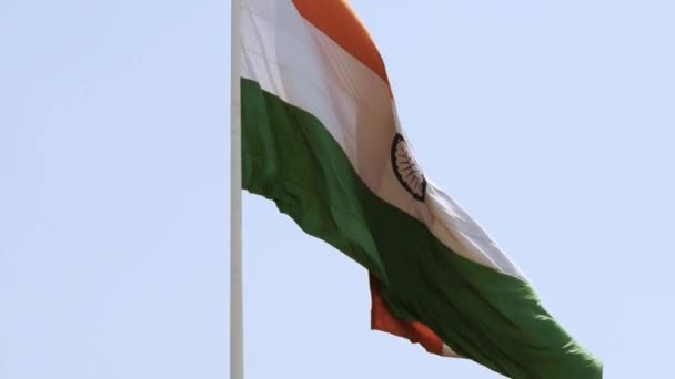 Indische Flagge Hoch Connaught Place Mit Stolz Blauem Himmel Indische — Stockvideo