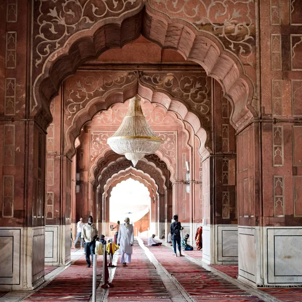 Delhi India Aprilie 2022 Turiștii Indieni Neidentificați Vizitând Jama Masjid — Fotografie, imagine de stoc