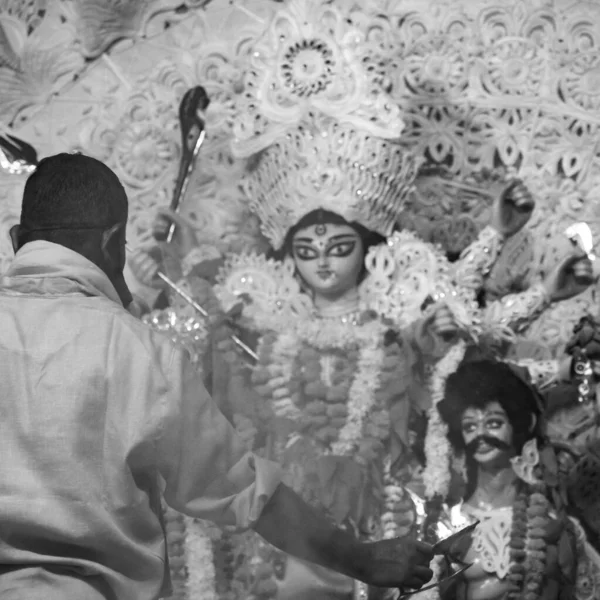 Tanrıça Durga Hindistan Büyük Hindu Navratri Festivali Olan Güney Kolkata — Stok fotoğraf