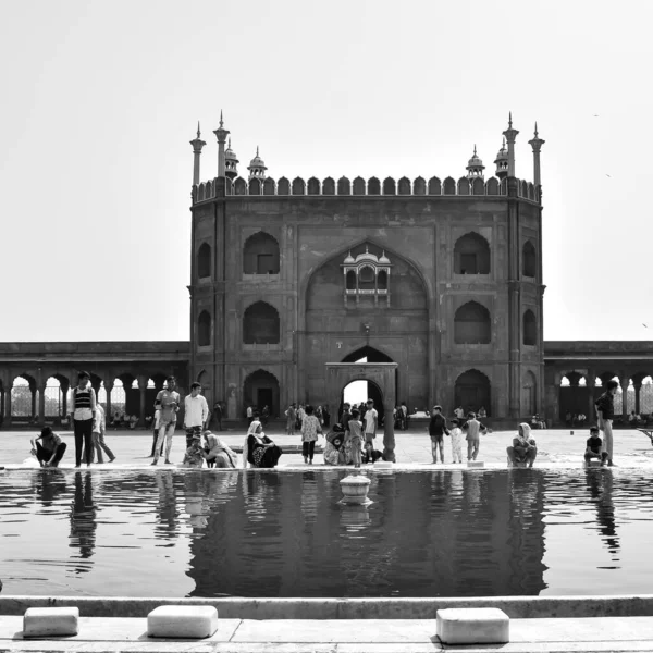 Delhi India April 2022 Unidentified Indian Tourist Visiting Jama Masjid — Foto Stock