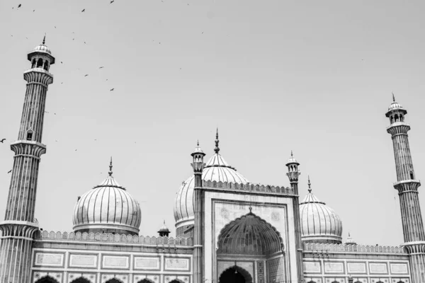 Die Spektakuläre Architektur Der Großen Freitagsmoschee Jama Masjid Delhi Während — Stockfoto