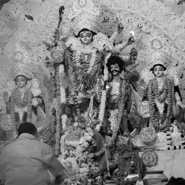 Tanrıça Durga Geleneksel Görünüşüyle Güney Kolkata Durga Puja Puja Durga — Stok fotoğraf