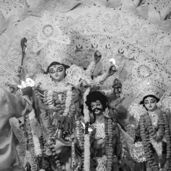 Tanrıça Durga Geleneksel Görünüşüyle Güney Kolkata Durga Puja Puja Durga — Stok fotoğraf