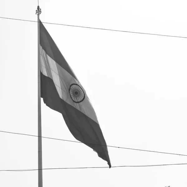 Bandera India Ondeando Connaught Place Con Orgullo Cielo Azul Bandera — Foto de Stock