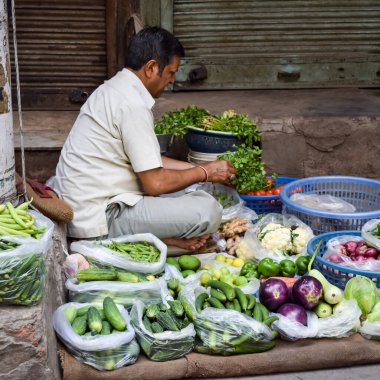 Eski Delhi, Hindistan 15 Nisan 2022 - Delhi 'deki Chandni Chowk pazarındaki esnaf veya sokak satıcılarının portresi