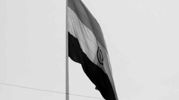 India Flag Flying High Connaught Place Pride Blue Sky India — Stockvideo