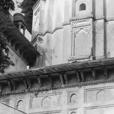 Orchha, Madhya Pradesh, Hindistan, Orchha kayıp şehir, Hint arkeolojik siteleri Siyah ve Beyaz