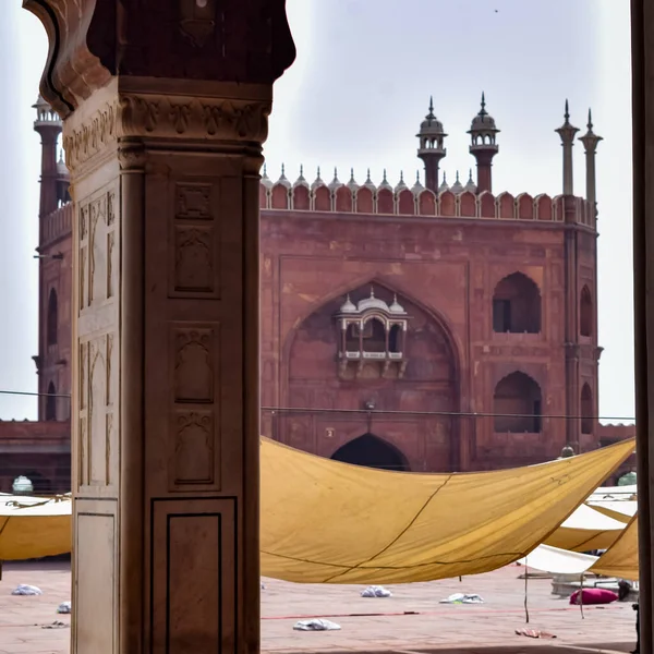 Detalhe Arquitetônico Mesquita Jama Masjid Old Delhi Índia Arquitetura Espetacular — Fotografia de Stock