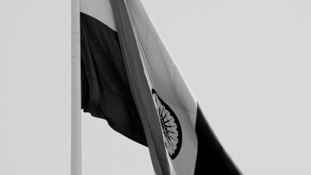 India Flag Flying High Connaught Place Pride Blue Sky India — Vídeos de Stock